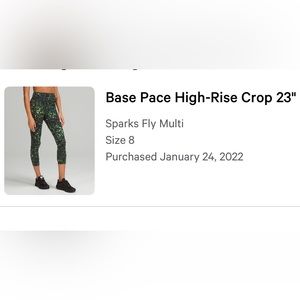 Lululemon base pace high rise crop 23”